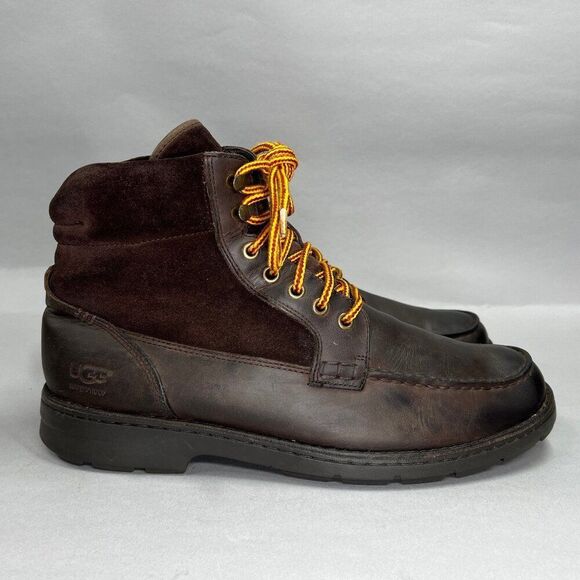 UGG Barrington Boots Men's‎ 12 Brown Leather Waterproof Insulated Outdoor Winter - Picture 1 of 15